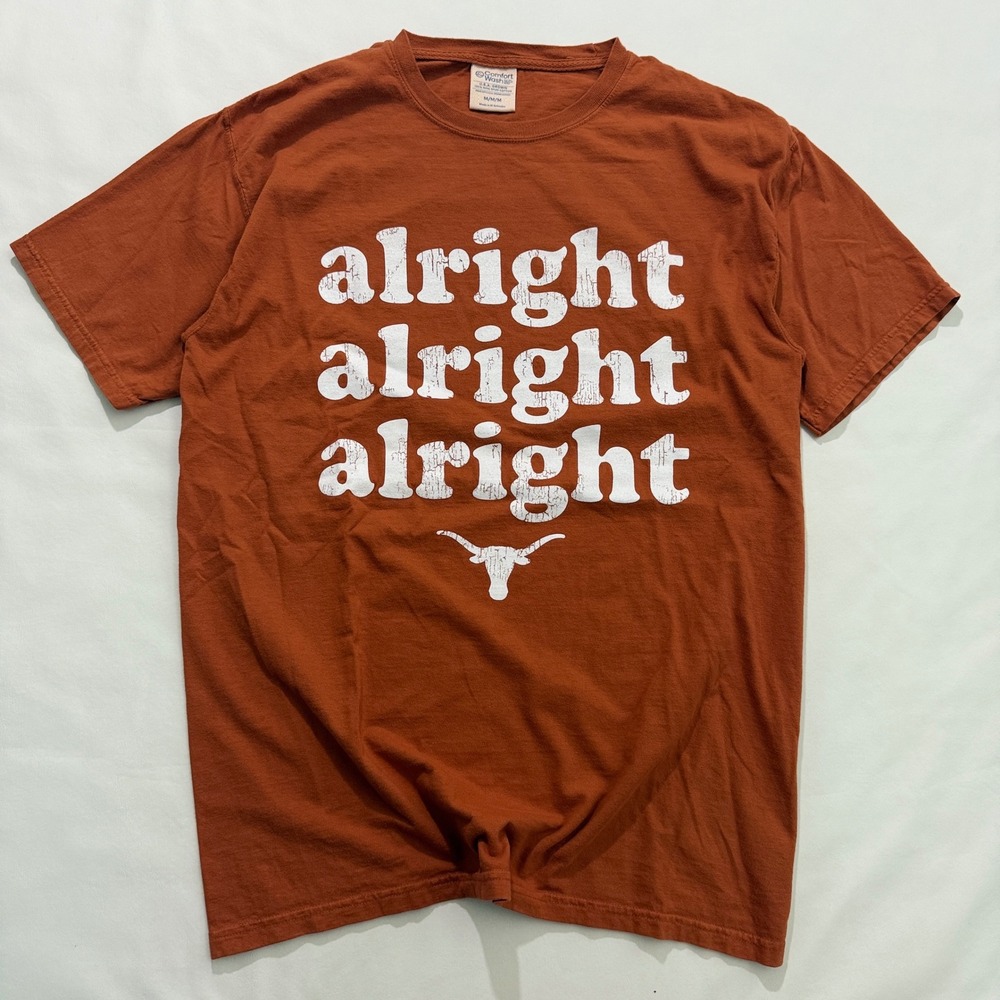 Comfort Wash T-Shirt Mens M Burnt Orange Texas Longhorns Alright Graphic Tee